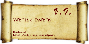 Válik Iván névjegykártya